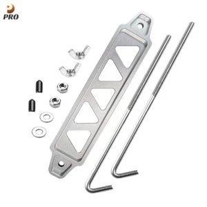 Aluminum Car Battery Hold Tie Down Bracket Mount Kit + 10'' Inch J-Hooks Bolts - Picture 1 of 9