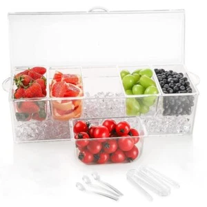Condiment Dispenser Spice Containers Fresh Ice Box Condiment Serving Tray - Picture 1 of 11