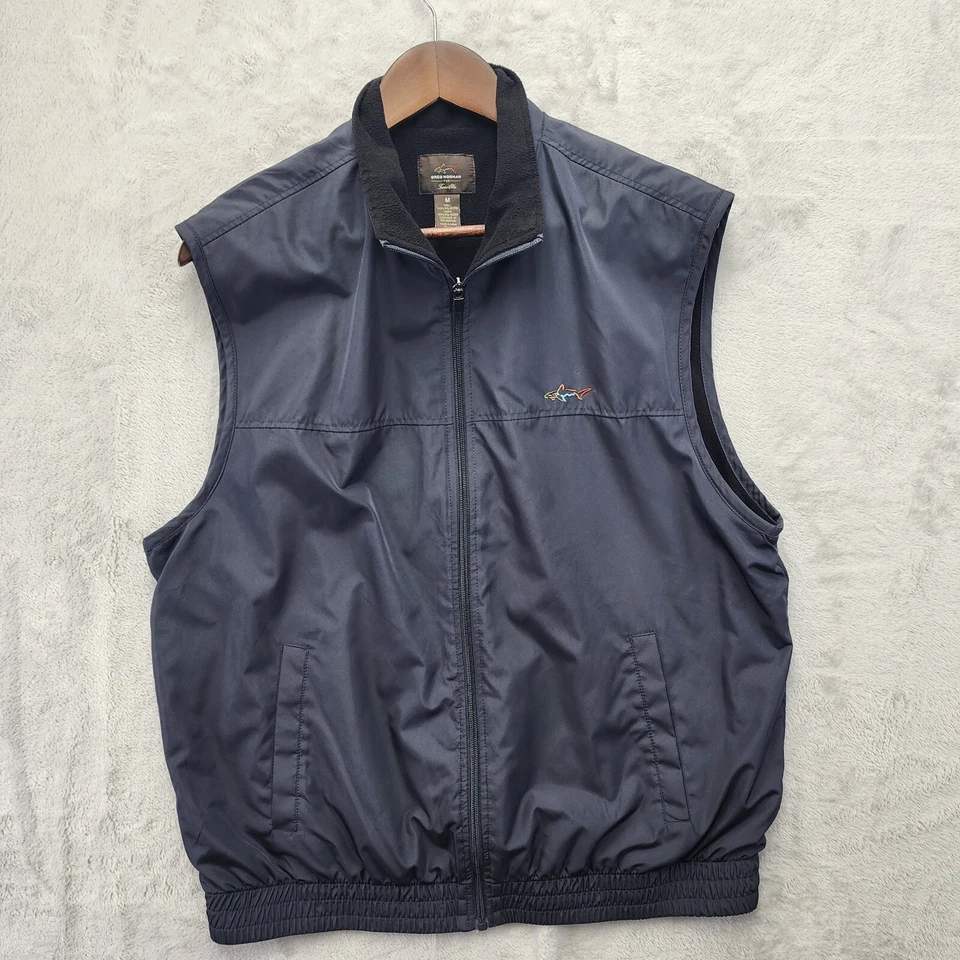 Greg Norman Golf Vest Medium Gray Windbreaker Fleece Lined Zip Tasso Elba - Image 1 of 4