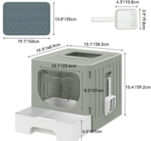 With Lid Drawer with Cushion&Litter Scoop Large Dextrus Gray Easy to Clean - Picture 1 of 5
