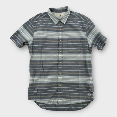 Quiksilver Shirt Mens Medium Button Down Gray Collared Short Sleeve Modern Fit - Image 1 of 4