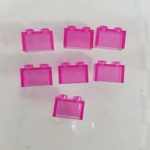 Lego translucent pink 1x2 brick lot of 7 #3065 - Picture 1 of 2