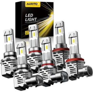 AUXITO 9005 9006 H11 LED Headlight High Beam Low Bulb Super Bright CANBUS White - Picture 1 of 12