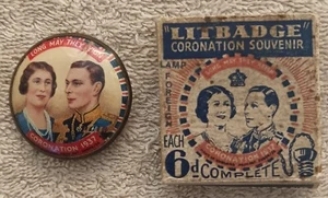 George VI Coronation 1937 Novelty Light Up Tin Lapel Badge. In Original Box. - Foto 1 di 10