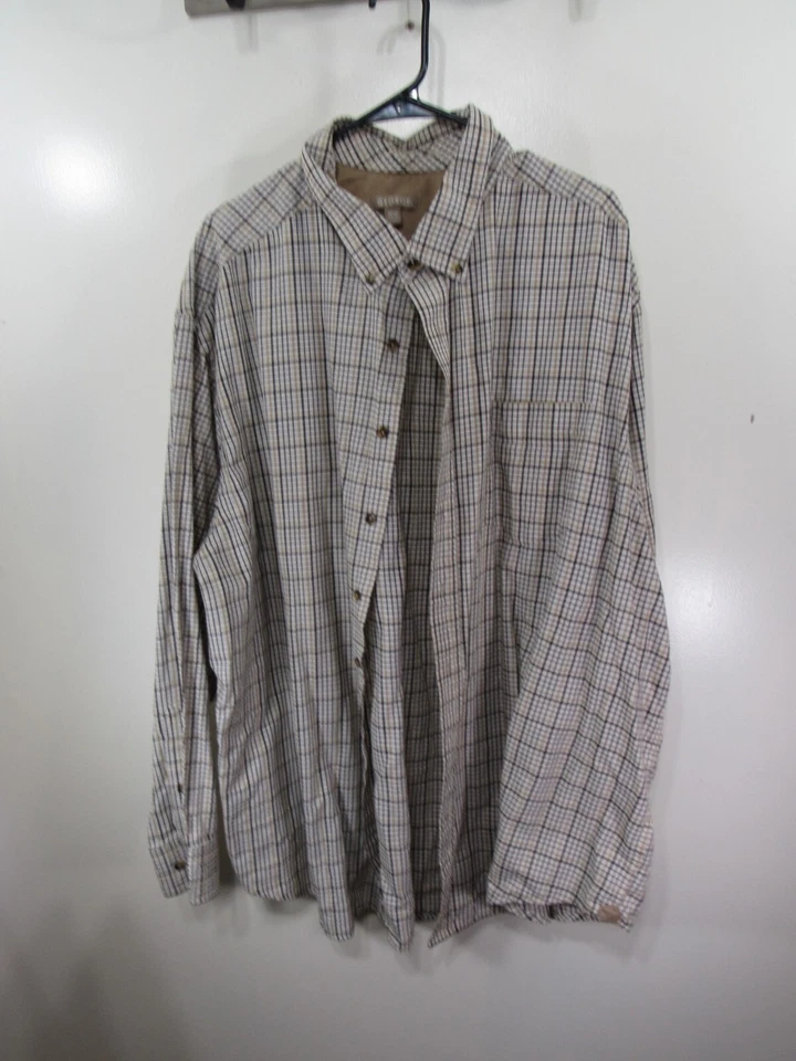 男式 George 衬衫尺寸 3XL 54 56 棕色格子纽扣前长袖 — 第 1/4 张图片