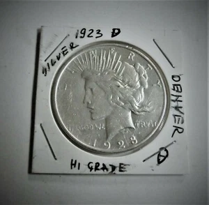 1923-D $1 Peace Dollar Silver US Hi relief Collectible Coin # 065 V4 - Picture 1 of 4