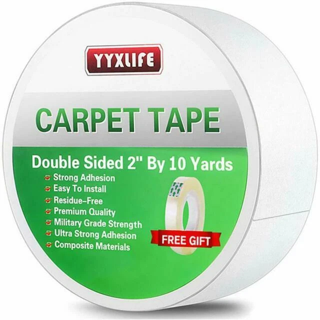 YYXLIFE 2 in x 10 yrd Double Sided Carpet Tape for Area Rugs - White