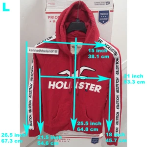 HOLLISTER LOGO TAPE FULL ZIP HOODIE SWEATSHIRTS RED WOMENS SIZE LARGE - Picture 1 of 8