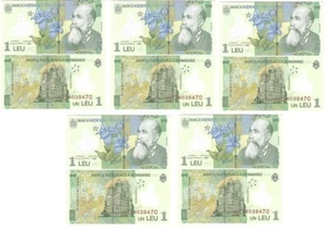 Rumänien - 5 Stück x 1 Leu 2024 UNC Polymer P. 117 Lemberg-Zp - Bild 1 von 2