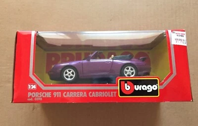 Coche diecast Bburago 1994 PORSCHE 911 CARRERA CABRIOLET ESCALA 1:24 Italia #0590 Foto 1 de 4