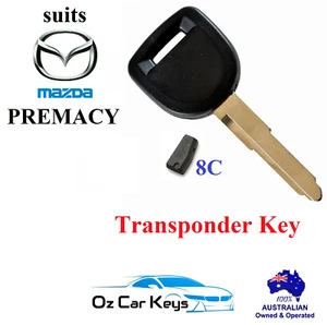 8C Transponder car key suitable for Mazda Premacy CP 2001 2002 2003 - Picture 1 of 6
