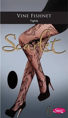 SILKY VINE FISHNET TIGHTS IN BLACK MEDIUM OR LARGE - Image 1 of 2