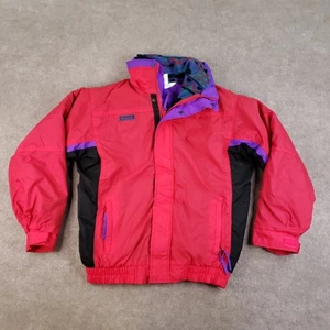 Vintage Columbia Jacket Youth XL Red Bugaboo Full Zip Fleece Lined Made USA 90s - Picture 1 of 10