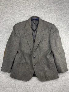Pendleton Blazer Jacket Mens 44 Brown Herringbone Wool Elbow Patch Sport Coat - Picture 1 of 7