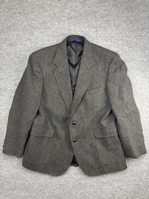 Pendleton Blazer Jacket Mens 44 Brown Herringbone Wool Elbow Patch Sport Coat - Image 1 of 4