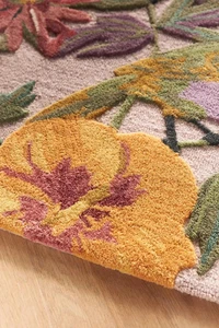 Vogel Blumen Vorleger 5x8 Fuß Handgetufteter Teppich Bunt Natur Muster Schlafzimmer - Bild 1 von 5