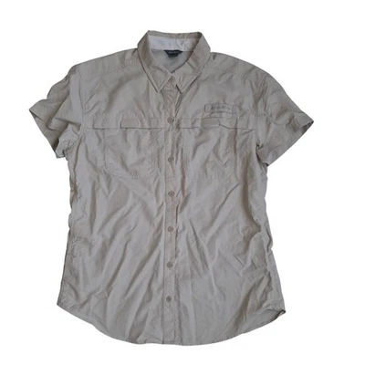 Camisa Eddie Bauer Exterior Manga Corta Botón Frontal Senderismo Crema Mujer Talla S Foto 1 de 4
