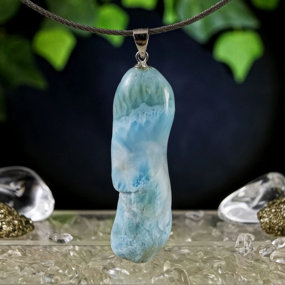 XL Larimar Anhänger Silber 925 Öse 52 mm 44,4 ct Dominikanische Republik - Bild 1 von 4