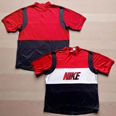 Camiseta deportiva de ciclismo roja Nike gris con etiqueta de colección rara de los 90 — talla XL/2XL Foto 1 de 4