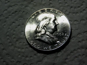 GEM BRILLIANT UNCIRCULATED 1962-P FRANKLIN SILVER HALF DOLLAR   D9 - Picture 1 of 2