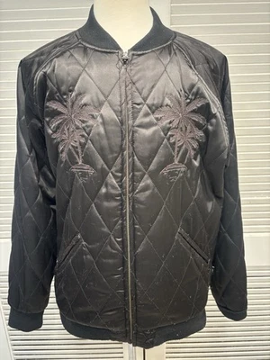 Stussy Satin Quilted Bomber Jacket Palm Trees Size Large - Image 1 of 4