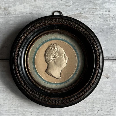 19th Century Portrait Cameo King William IV English C 1830 Embossed Card Profile Foto 1 de 4