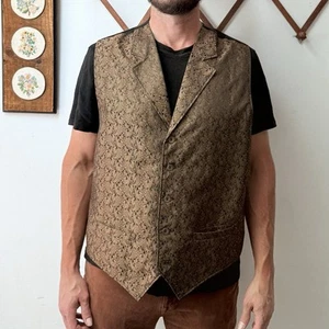 Wah Maker Vintage Frontier Paisley Jacquard Waistcoat Western Vest USA Made XL - Picture 1 of 11