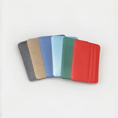 Tarjetero de identificación/crédito delgado rojo, verde, azul, marrón y negro Foto 1 de 4