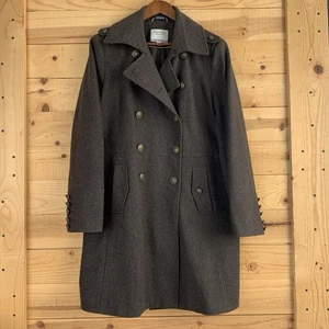Náutica Double Breasted Wool Blend Pea Coat Women’s XL Brown Bronze Buttons - Picture 1 of 7