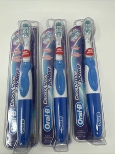 (3) Oral B CrossAction Power Toothbrush Blue AA Battery SOFT New Sealed - Picture 1 of 4