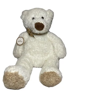 Peluche Hallmark bianco panna avorio orsacchiotto marrone marrone marrone chiaro etichette fiocco a pois - Foto 1 di 6