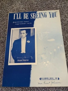 Vintage 1938 Noten "I'll Be Seeing You" Irving Kahal Sammy Fain - Bild 1 von 6