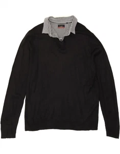 PIERRE CARDIN Mens V-Neck Jumper Sweater Large Black Acrylic AF03 - Picture 1 of 3