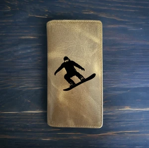 Snowboarder Rodeo Wallet Cowboy Western Buffalo Leather Premium Ski Gift NEW - Picture 1 of 10