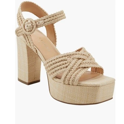 NEW Marc Fisher Women's Platform Block Heel Raffia Ankle Strap Sandals Sz 9 M - Image 1 of 4