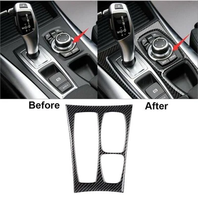 Carbon Fiber Gear Shift Panel Cover Trim For BMW X5 E70 X6 E71 High Match 08-13 - Image 1 of 4