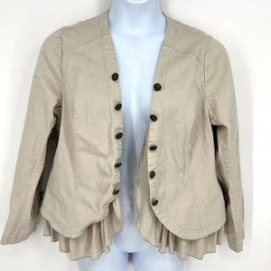 Chaqueta Peplum Elástica Frente Abierto Beige Estilo Militar Torrido Talla 2X - Imagen 1 de 9