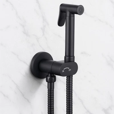 BATH SUPERMARKET Conan Black Douche Spray with Shut-Off Valve | Wall Mounted Bidet Kit