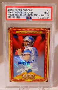 2013 Topps Chrome RED REFRACTOR AUTO - MATTHEW STAFFORD Card /25 PSA 9 MINT - Picture 1 of 3