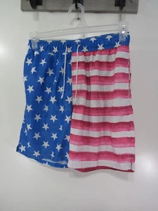 Boys Old Navy Swim Shorts Size S Red White Blue Flag Elastic Drawstring Waist - Picture 1 of 3