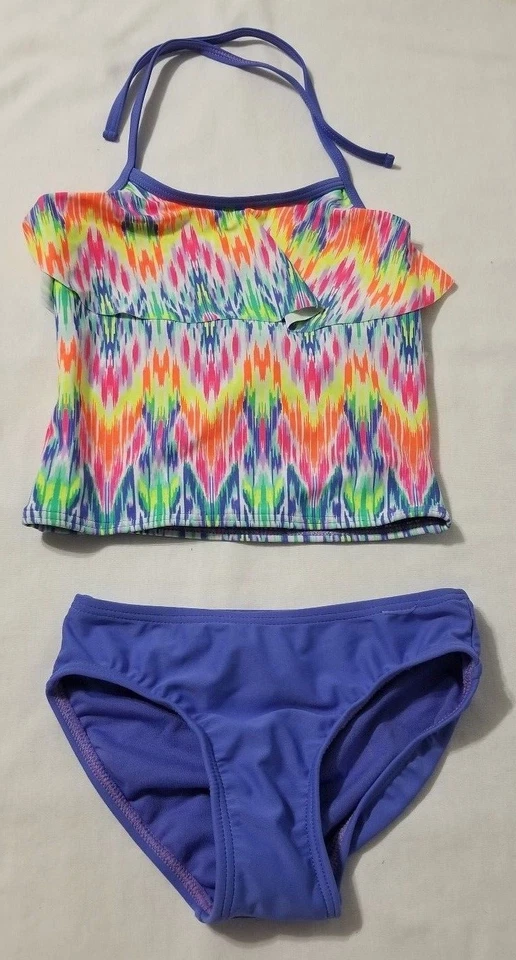New Girl's Rainbow Circo Swimsuit UPF 50+ 2pc Tankini Top & Bottoms Size XS - Image 1 of 2