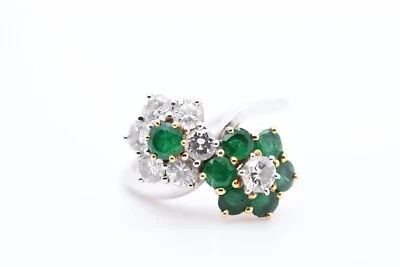 Smaragd Brillant Ring 18 KT / WG und GG RG 53, 6,19 Gramm - Bild 1 von 4