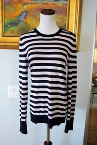 Equipment Femme Ondine Pullover Sweater Silk Cashmere Shoulder Buttons Striped M - Picture 1 of 5