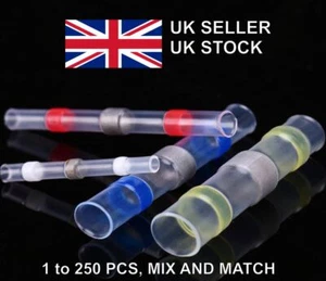 Solder Sleeve Heat Shrink Seal Electric Butt Wire Connector Waterproof UK Stock - Picture 1 of 16