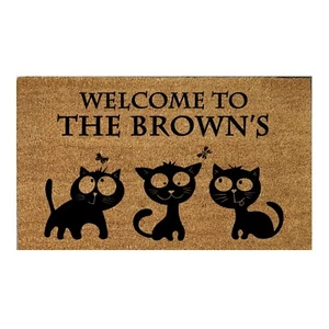 Large Door Mat 45 x 75cm With Personalised CATS Print Natural Coir Entrance Mat - Picture 1 of 8