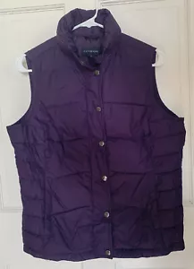 Chaleco aislado de plumón de ganso pequeño para mujer Lands' End púrpura con botones bolsillos hacia arriba - Imagen 1 de 9