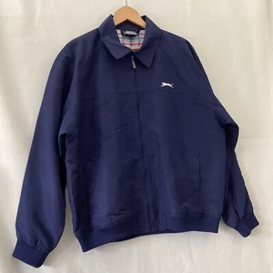 Slazenger Mens Navy Blue White Logo Full Zip Jacket Size S Collared - Picture 1 of 7