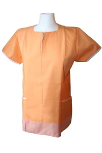 946 Kasack Schürze Medizin Gastro Pflege kurz arm apricot Gr. 36 - Bild 1 von 3