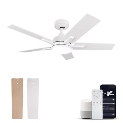 42 Inch Ceiling Fan Smart Ceiling Fan with Remote/APP White Ceiling Fan with ... - Image 1 of 4