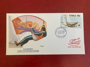 TUVALU 1988 FDC FLEETWOOD OLYMPIC GAMES OLYMPIAD YACHTING - Picture 1 of 2